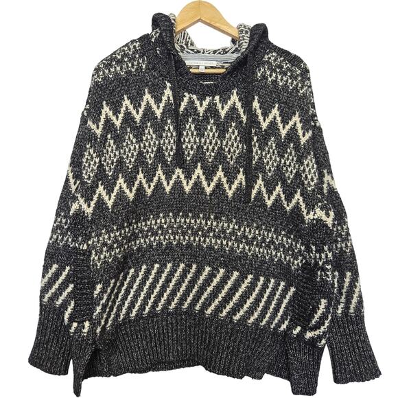 Victoria Secret Women Fair Isle Cabin Cozy Chunky Knit Oversize Hoodie Sweater L - Picture 1 of 12